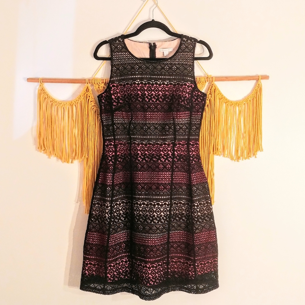 Black lace and pink dress